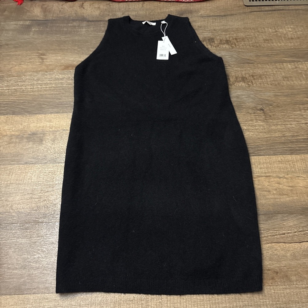 NEW Vince. Mixed Media Wool Black Sleeveless Sweater Dress Long XL MRSP $365